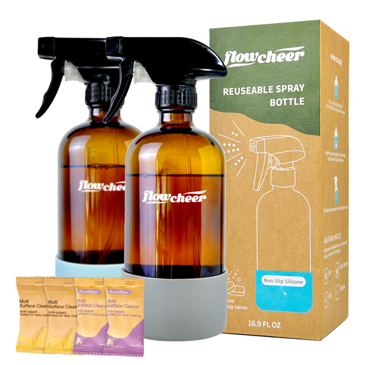 Multi-Surface Cleaner Kits-2 Pack Reusable Spray Bottles and 4 Pack All Purpose Cleaner Refills Tablet