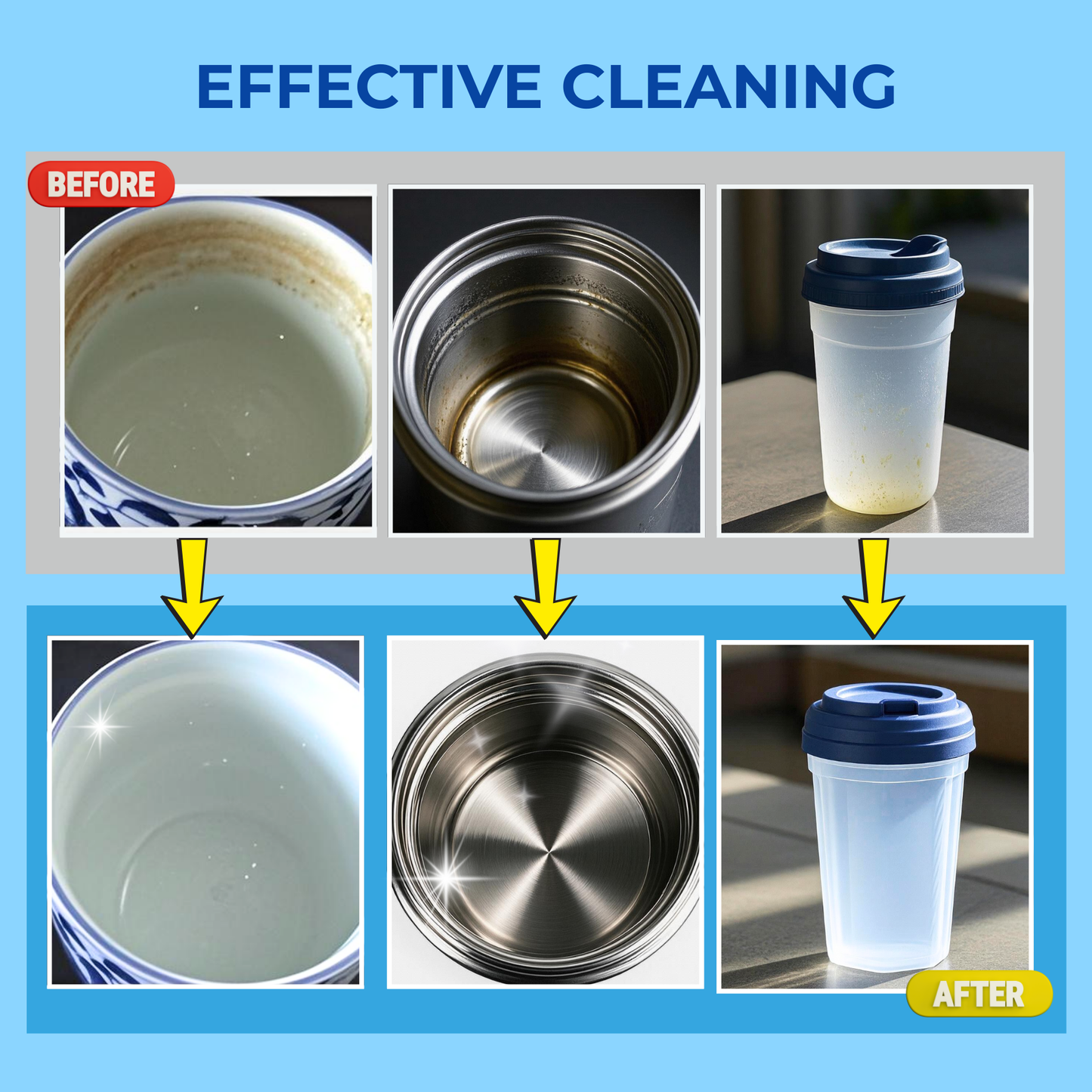 Bottle Cleaning Tablets, 36-Pack, Powerful Cleaner for Stainless Steel, Thermos, Tumblers, Hydration Packs, Removes Coffee Stains, Tea, Milk Residue & Odors