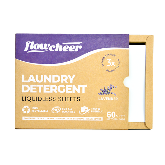 Eco Friendly Laundry Detergent Sheets - 60 Sheets up to 120 Loads, Powerful Plant-Based Enzymes, Clean Strips for HE Machine, Lavender