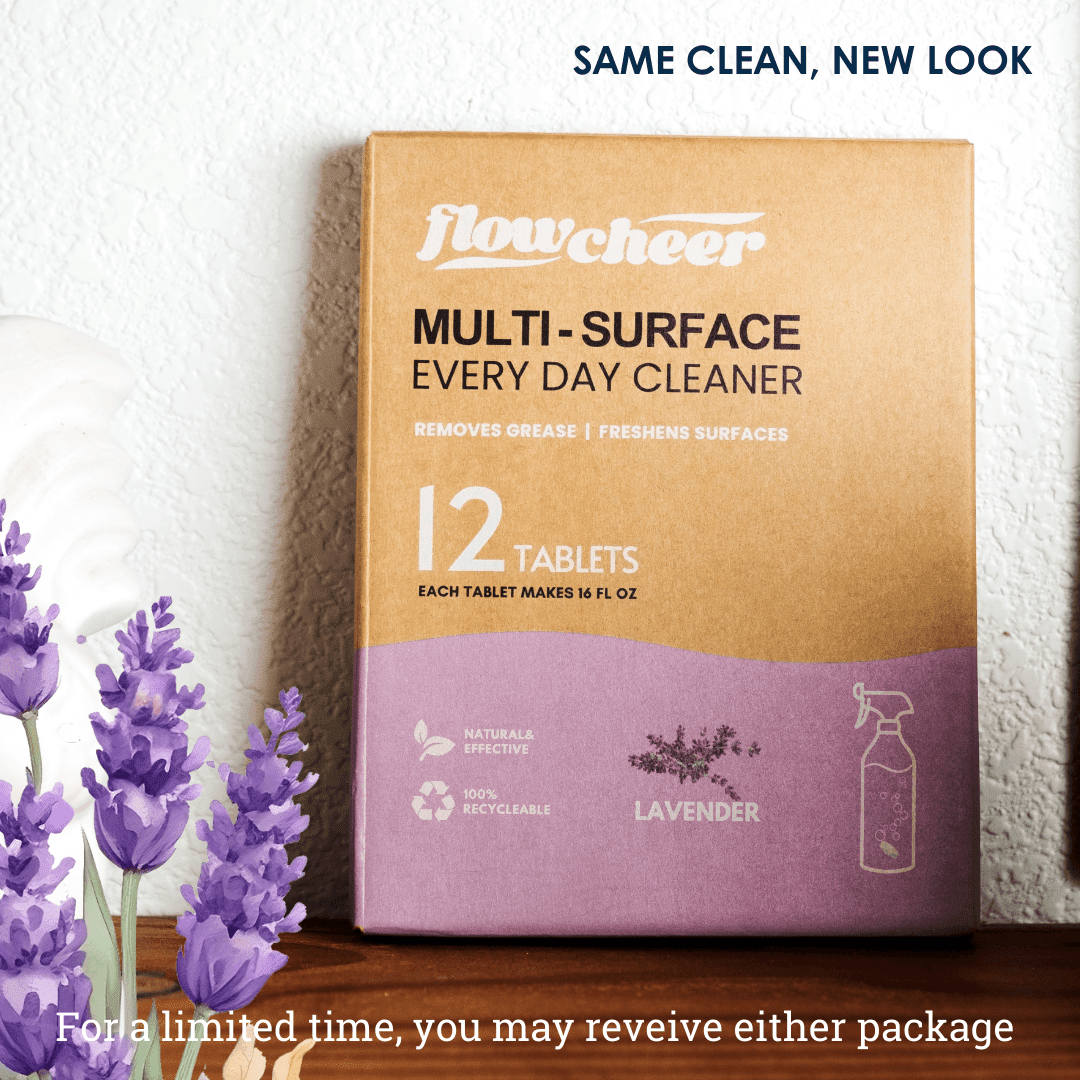 Flowcheer Multi-Surface Cleaner Refills 12 Tablets - Lavender - Powerful Clean - Flowcheer