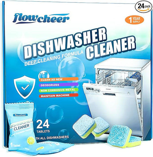 Flowcheer Eco-friendly Deep Cleaning Dishwasher Machine Tablets - 24 Pack