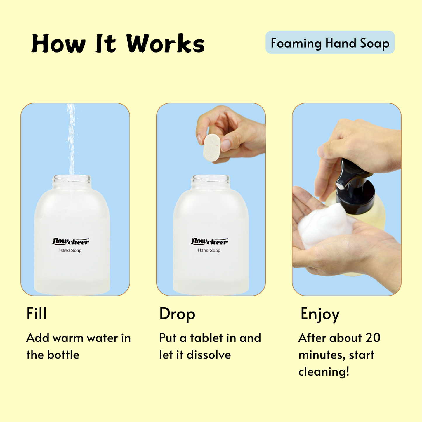 Flowcheer Foaming Hand Soap Refills – 24 Tablets, Variety Fragrances, Eco-Friendly
