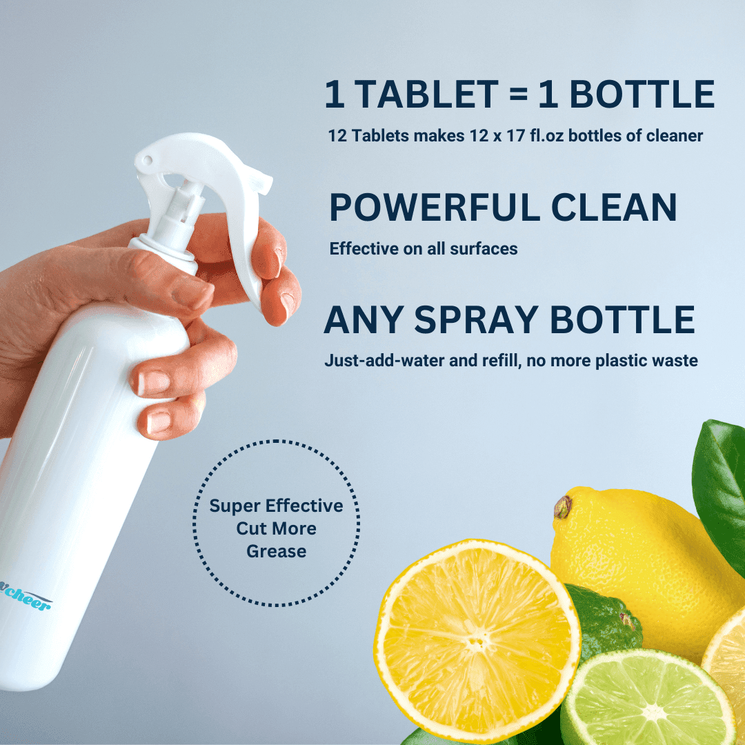 Flowcheer Multi-Surface Cleaner Refills 12 Tablets - Lemon - Powerful Clean - Flowcheer