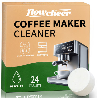 Flowcheer Coffee Machine Cleaner Descaler Tablets - 12 Count, Coffee Maker Pot Descaling & Cleaning Tabs
