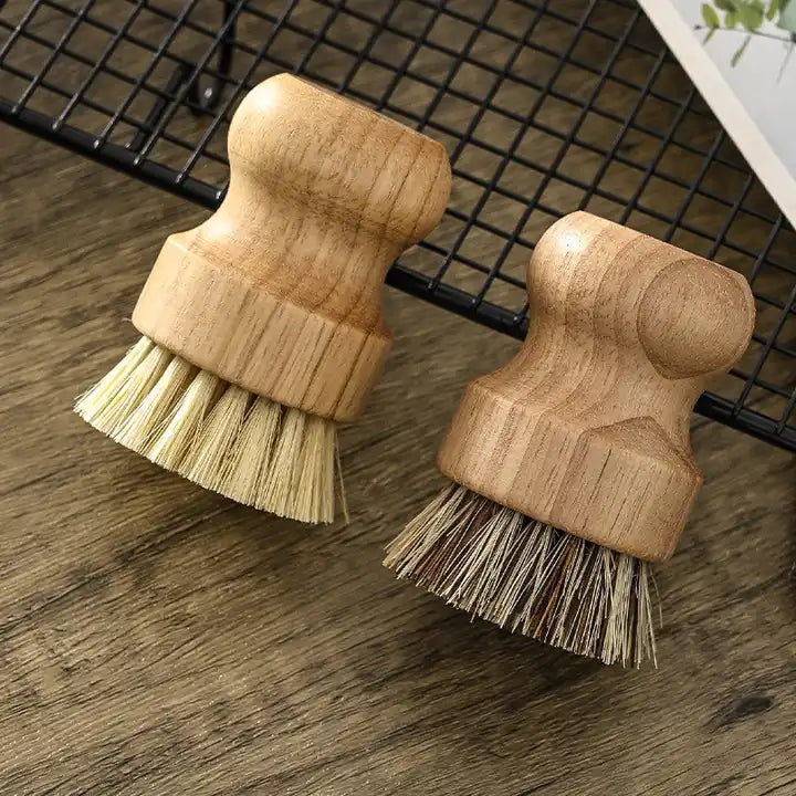 Flowcheer Scrub Pot Brush Hand Dish Brush Bamboo Brushes Kitchen Cleaning Eco Friendly Biodegradable Sisal Fibre Wooden - Flowcheer