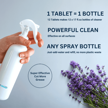 Flowcheer Multi-Surface Cleaner Refills 12 Tablets - Lavender - Powerful Clean - Flowcheer
