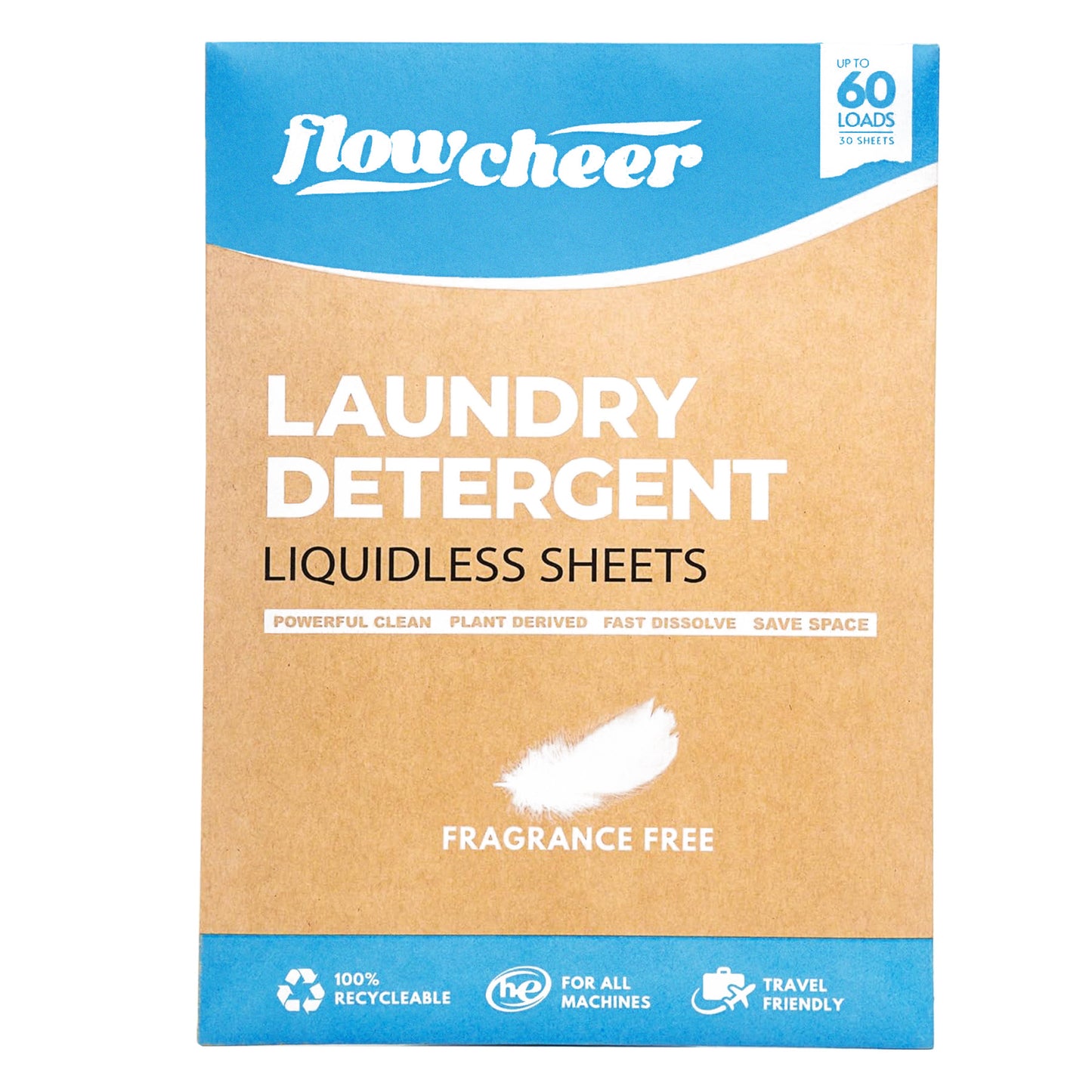 Flowcheer Laundry Detergent Sheets - 30 Sheets - Unscented Fragrance