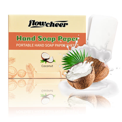 Paper Soap Sheets For Hand Washing - (120 Sheets) Coconut Scent Portable Travel Soap Sheets, Eco-Friendly, Dissolvable soap sheets for travel, Hiking, Outdoor, School