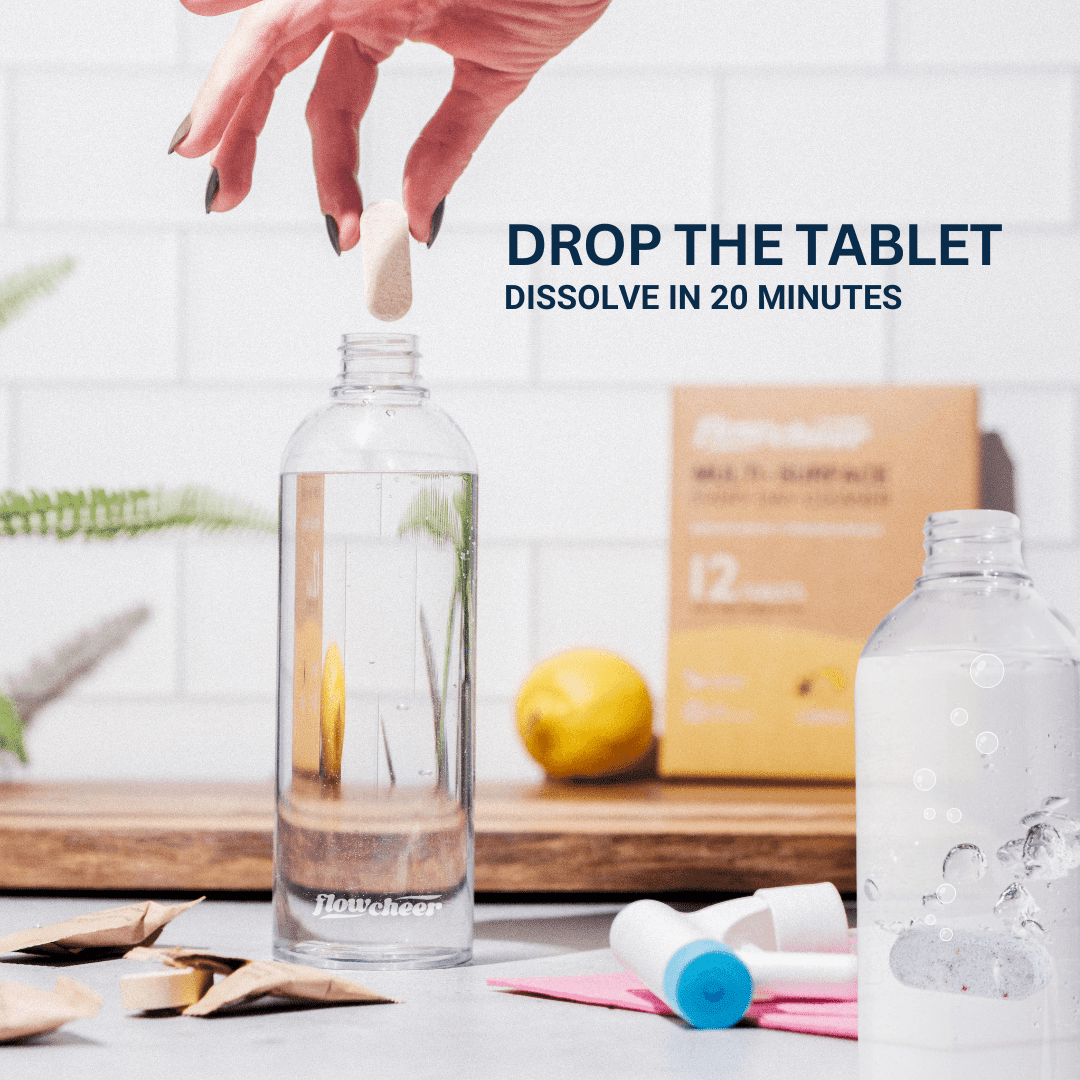 Flowcheer Multi-Surface Cleaner Refills 12 Tablets - Lavender - Powerful Clean - Flowcheer