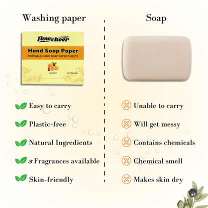 Paper Soap Sheets For Hand Washing - (360 Sheets) Coconut, Blueberry, Lemon Scents Portable Travel Soap Sheets, Eco-Friendly, Dissolvable soap sheets for travel, Hiking, Outdoor, School