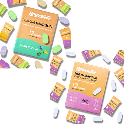 flowcheer Foaming Hand Soap Tablet Refills 12 Pack & Multi-Surface Cleaner Refills Tablet-12 Pack Household Cleaning