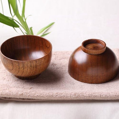Flowcheer Natural Wooden Food Fruit Bowls Round Salad Bowl -Ideal for Restaurant and Home Use - Flowcheer