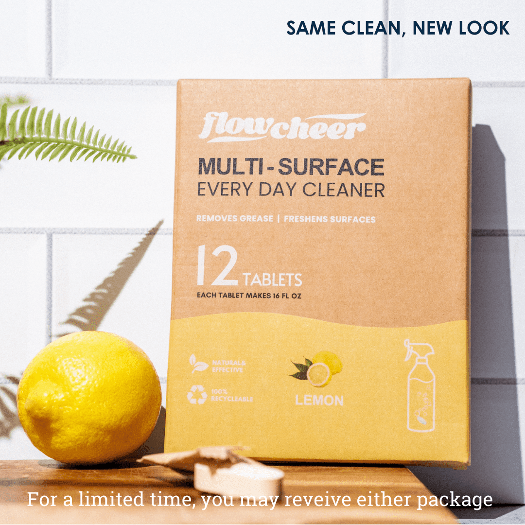 Flowcheer Multi-Surface Cleaner Refills 12 Tablets - Lemon - Powerful Clean - Flowcheer