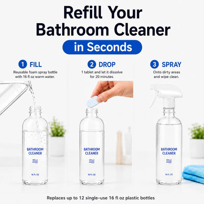 Flowcheer Foaming Bathroom Cleaner Tablets (12-Pack)