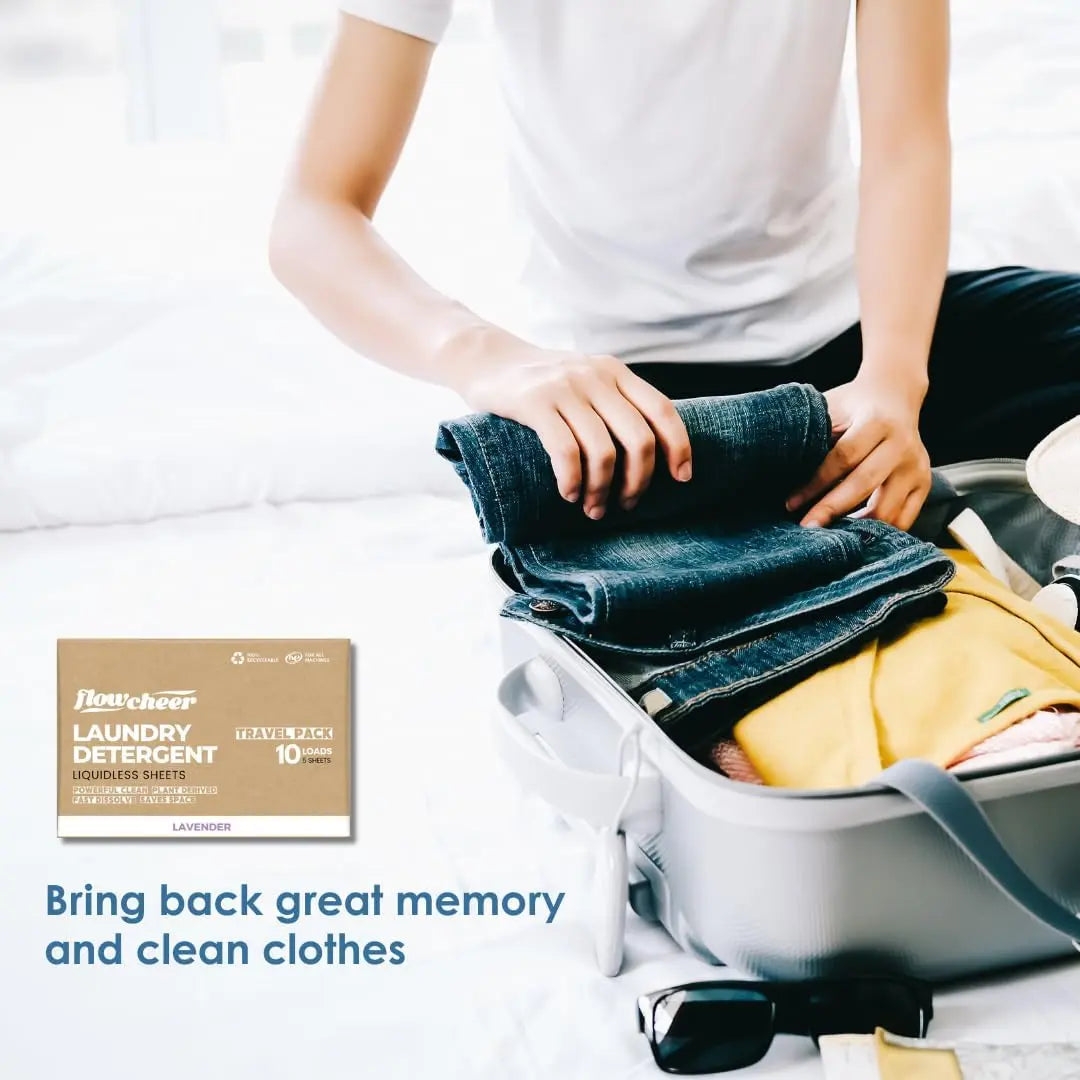 Laundry Detergent Sheets Travel Pack - 10 Loads - Power Clean Flowcheer