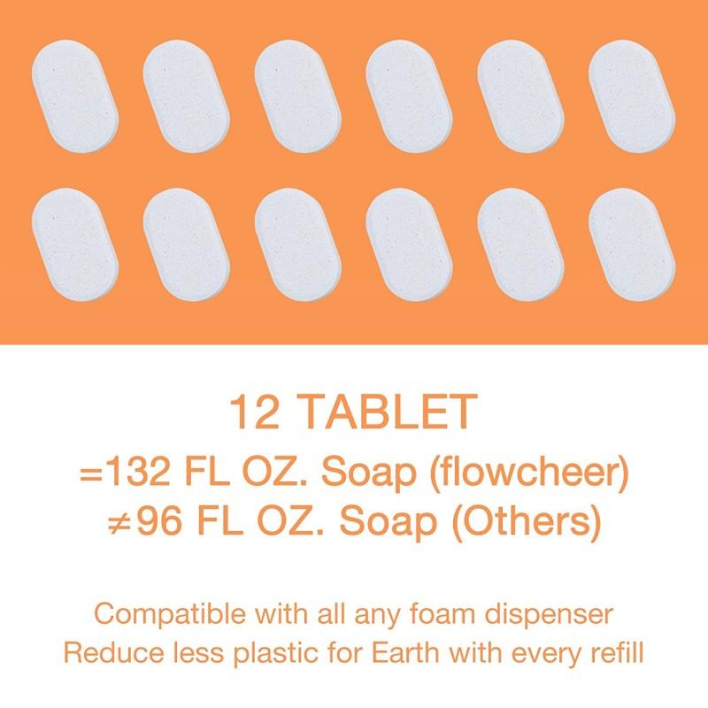 Foaming Hand Soap Refill 12 Tablets - Sweet Orange Fragrance - Flowcheer