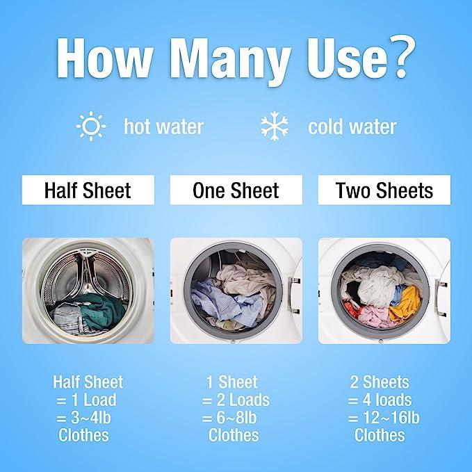 Flowcheer Laundry Detergent Sheets - 50 Sheets - Unscented Fragrance - Flowcheer