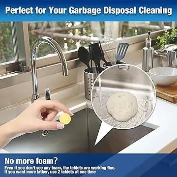 Garbage Disposal Cleaner and Deodorizer Tablets-24 Pack Fresh Lemon Foaming Cleaning Pods-Deep Cleaning Kitchen Sink and Drain-1 Year Supply - Flowcheer