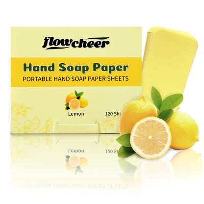 Paper Soap Sheets For Hand Washing - (120 Sheets) Lemon Scent Portable Travel Soap Sheets, Eco-Friendly, Dissolvable Hand Soap for Camping, Travel, On-the-Go Use