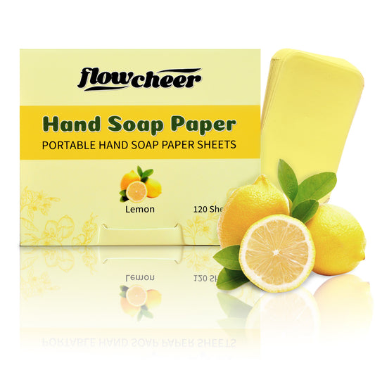 Paper Soap Sheets For Hand Washing - (120 Sheets) Lemon Scent Portable Travel Soap Sheets, Eco-Friendly, Dissolvable Hand Soap for Camping, Travel, On-the-Go Use