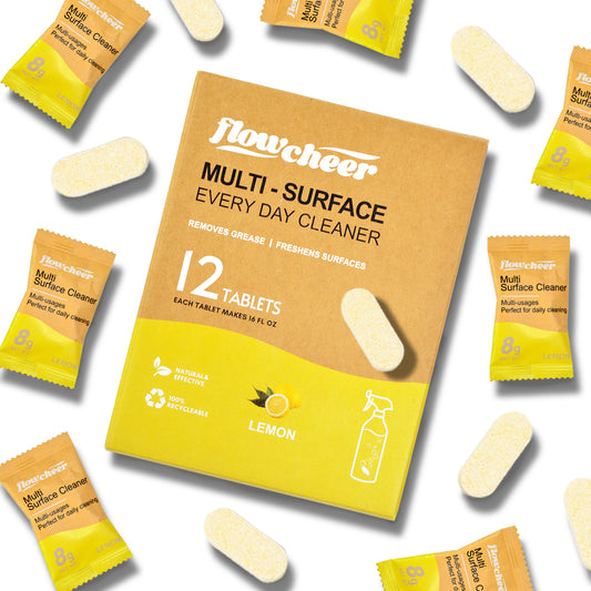 Flowcheer Multi-Surface Cleaner Refills 12 Tablets - Lemon - Powerful Clean