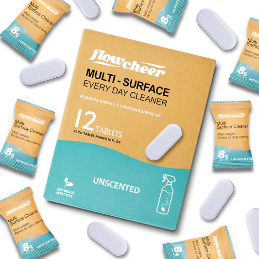 Flowcheer Multi-Surface Cleaner Tablets – 12 Pack, Free & Clear