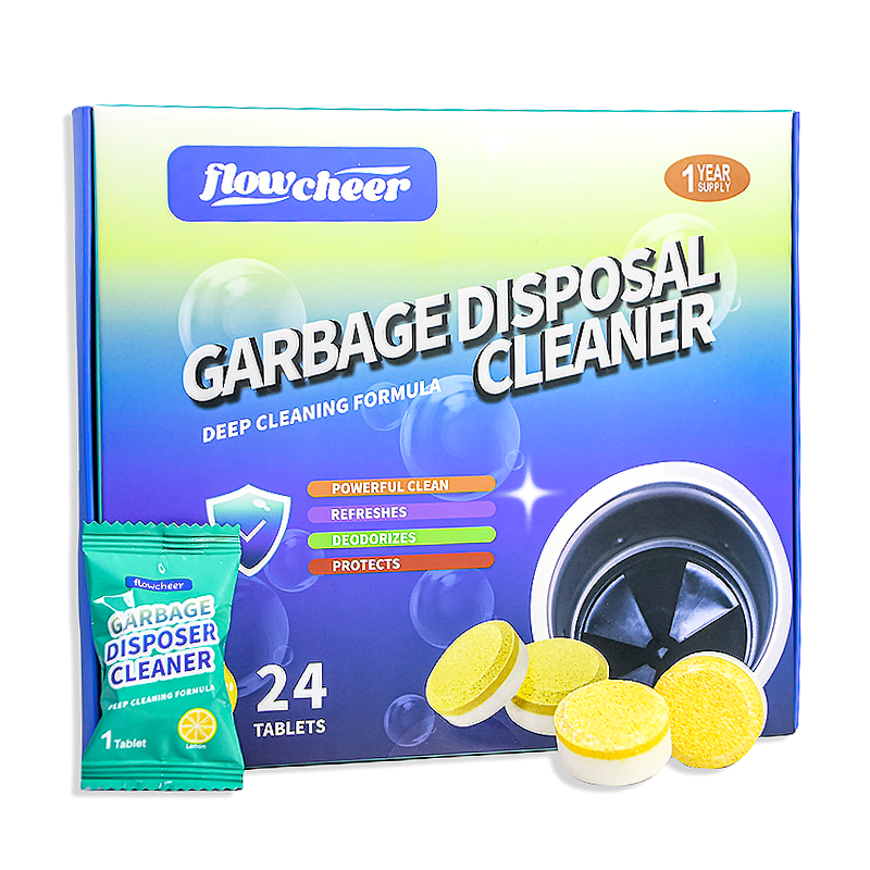 Garbage Disposal Cleaner and Deodorizer Tablets-24 Pack Fresh Lemon Foaming Cleaning Pods-Deep Cleaning Kitchen Sink and Drain-1 Year Supply