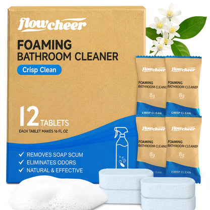 Flowcheer Foaming Bathroom Cleaner Tablets (12-Pack)