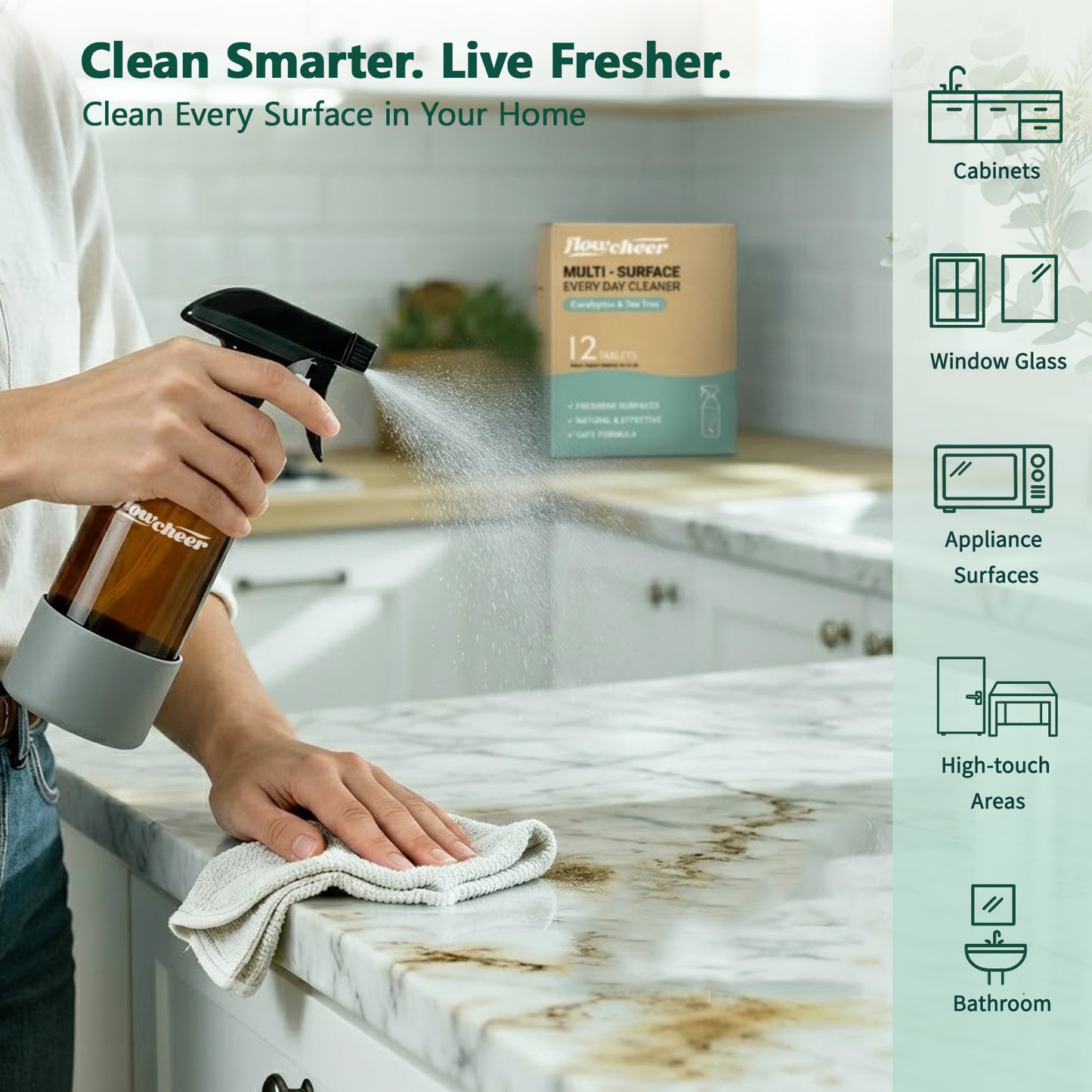 Eucalyptus Flowcheer Multi-Surface Cleaner Refills 12 Tablets (12ct)