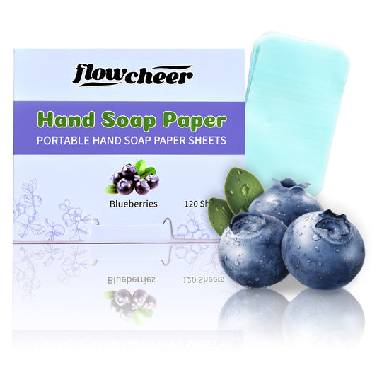 Paper Soap Sheets For Hand Washing - (120 Sheets) Blueberry Scent Portable Travel Soap Sheets, Eco-Friendly, Dissolvable soap sheets for travel, Hiking, Outdoor, School