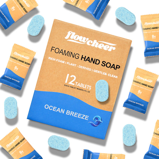 Flowcheer Eco-friendly plastic-free Foaming Hand Soap Refill 12 Tablets - Ocean Breeze Fragrance
