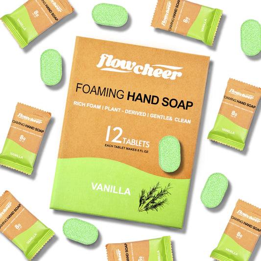 Flowcheer Vanilla Foaming Hand Soap - Luxurious, Eco-Friendly, Moisturizing Hand Wash with Natural Vanilla Scent - 12 oz Refillable Bottle