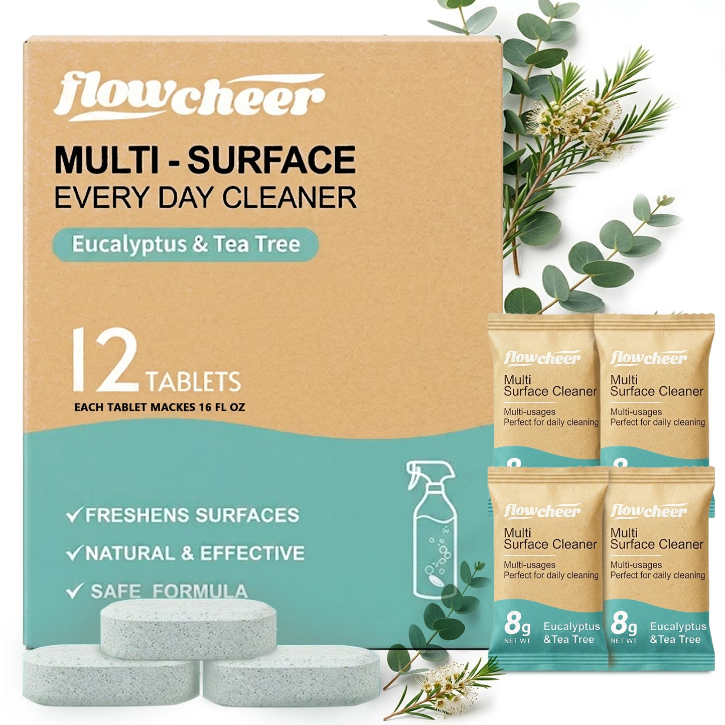 Eucalyptus Flowcheer Multi-Surface Cleaner Refills 12 Tablets (12ct)
