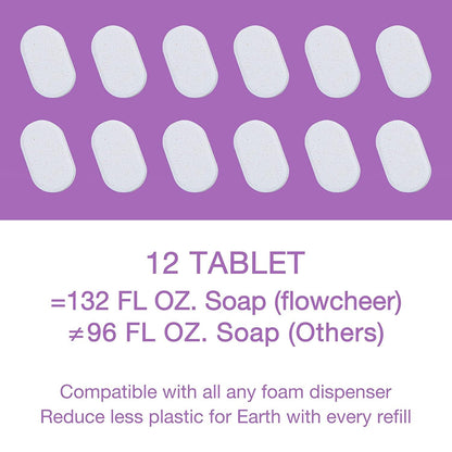 Foaming Hand Soap Refill 12 Tablets - Lavender Fragrance - Flowcheer